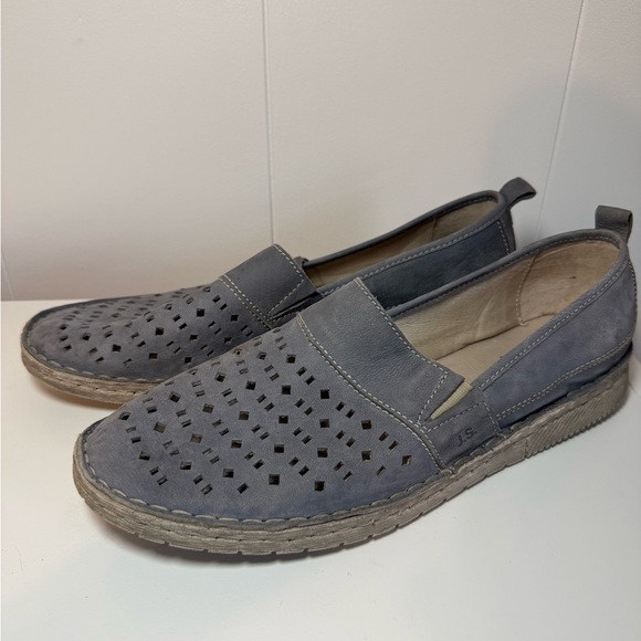 Josef Seibel Shoes - Josef Seibel Womans Gray Slip-On Loafers With Cut out Details Size 42